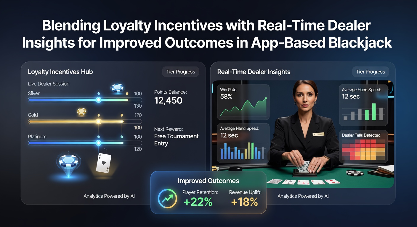 Visualisierung der Kombination aus Treuepunkten und Echtzeit-Statistiken in einer Blackjack-App während einer Live-Session