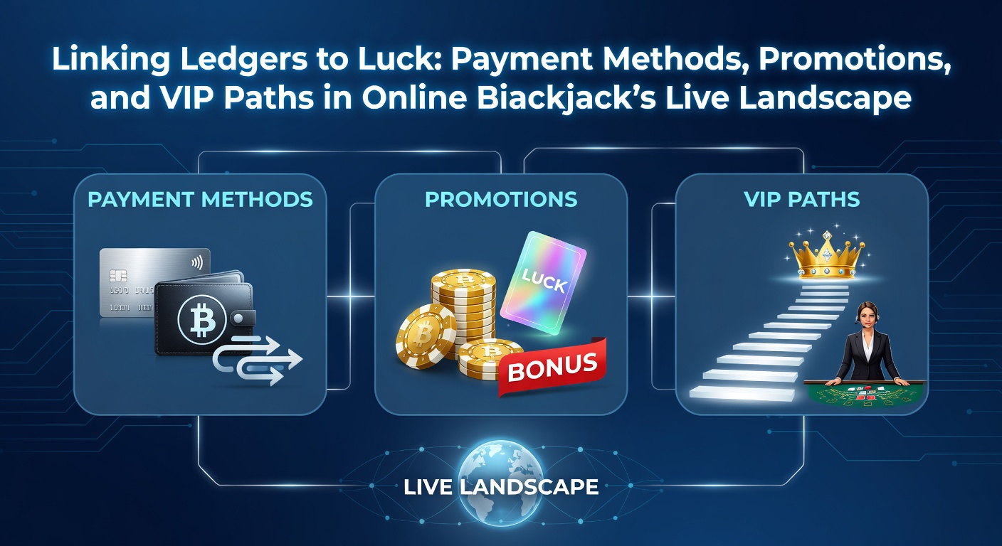 Live-Blackjack-Tisch mit digitalen Zahlungsoptionen und VIP-Symbolen im Hintergrund